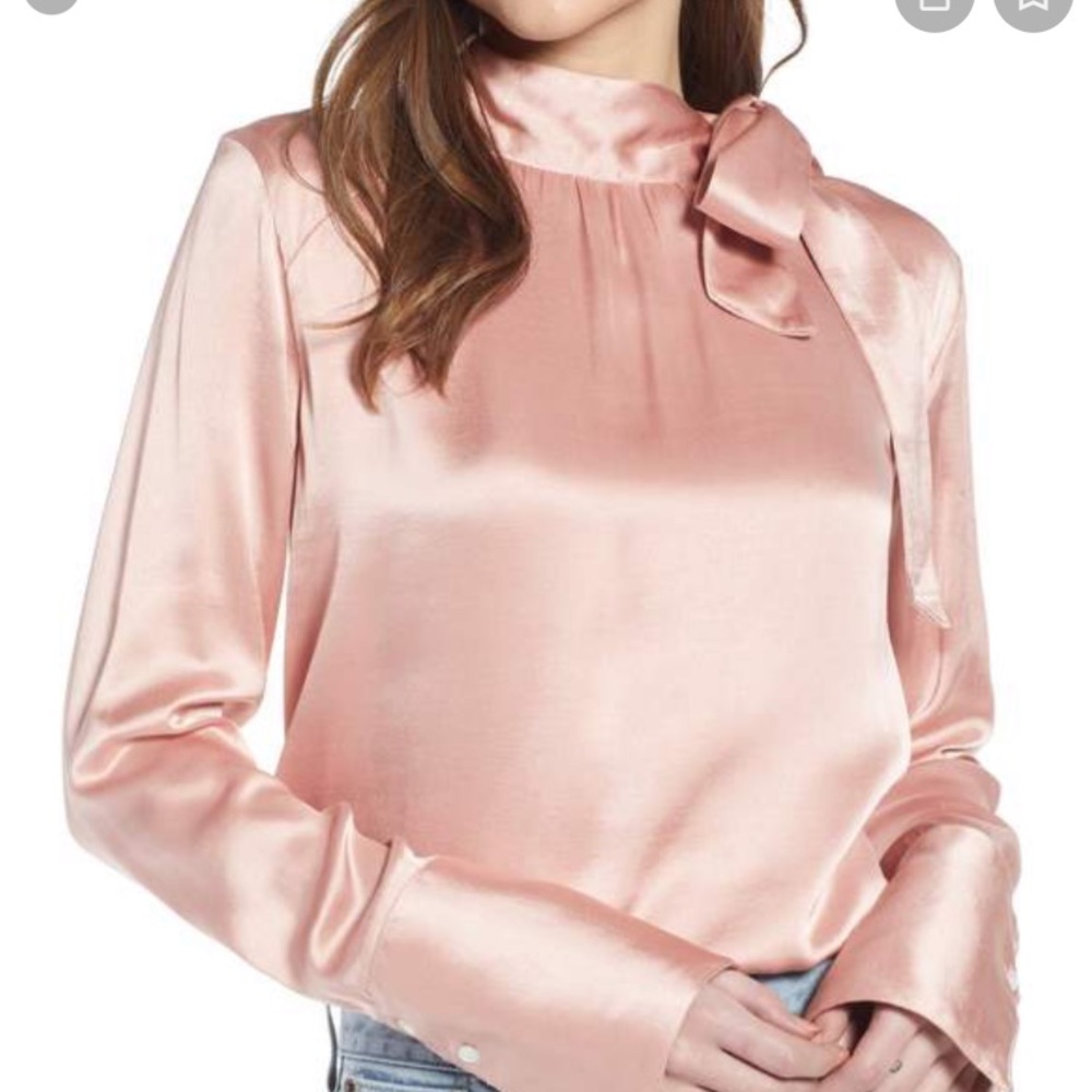 SOMETHING NAVY BRAND Easy Tie Neck Blouse